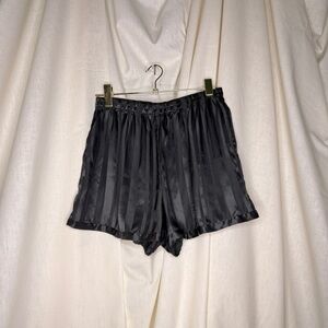 Vintage Y2K Black Satin Striped Victoria’s Secret Shorts Sz Large